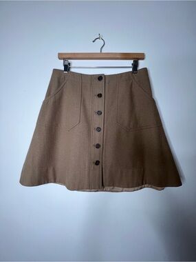 J. Crew Brown Button-Front A-Line Skirt